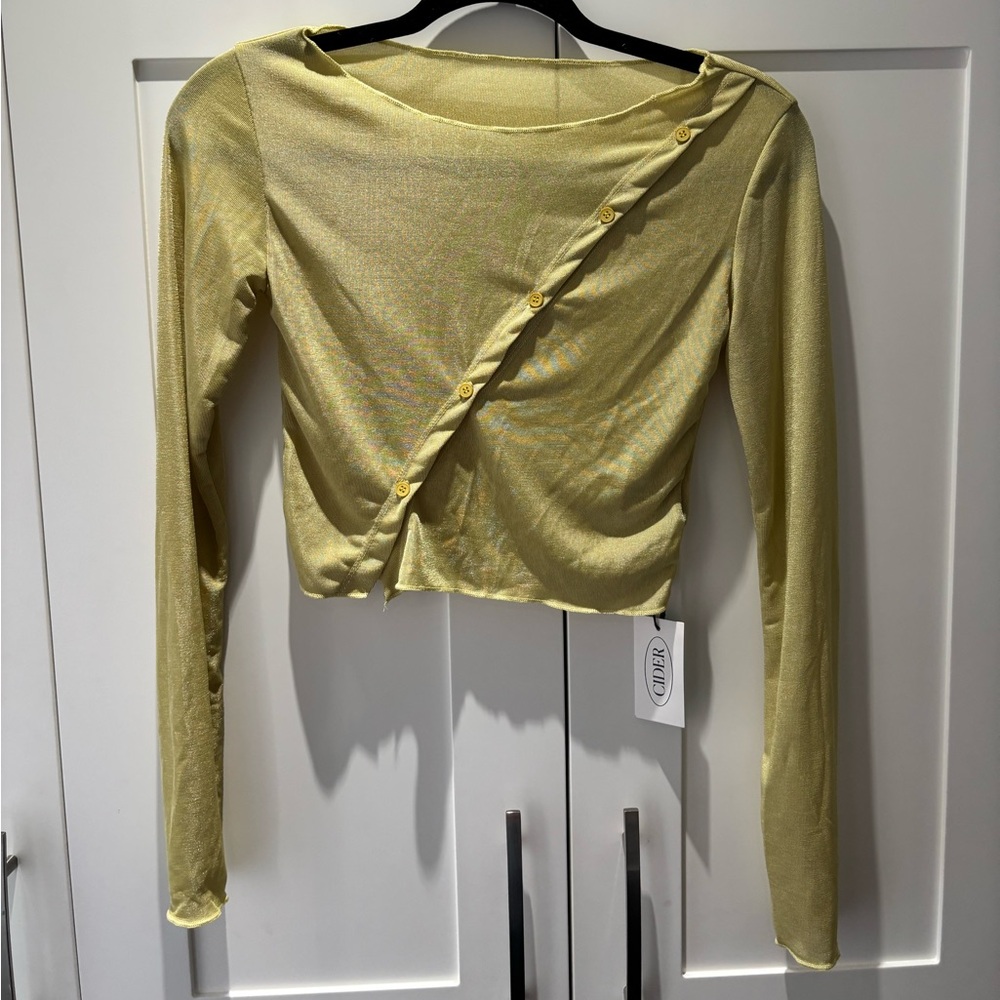 Cider Shimmery Chartreuse Button Longsleeve